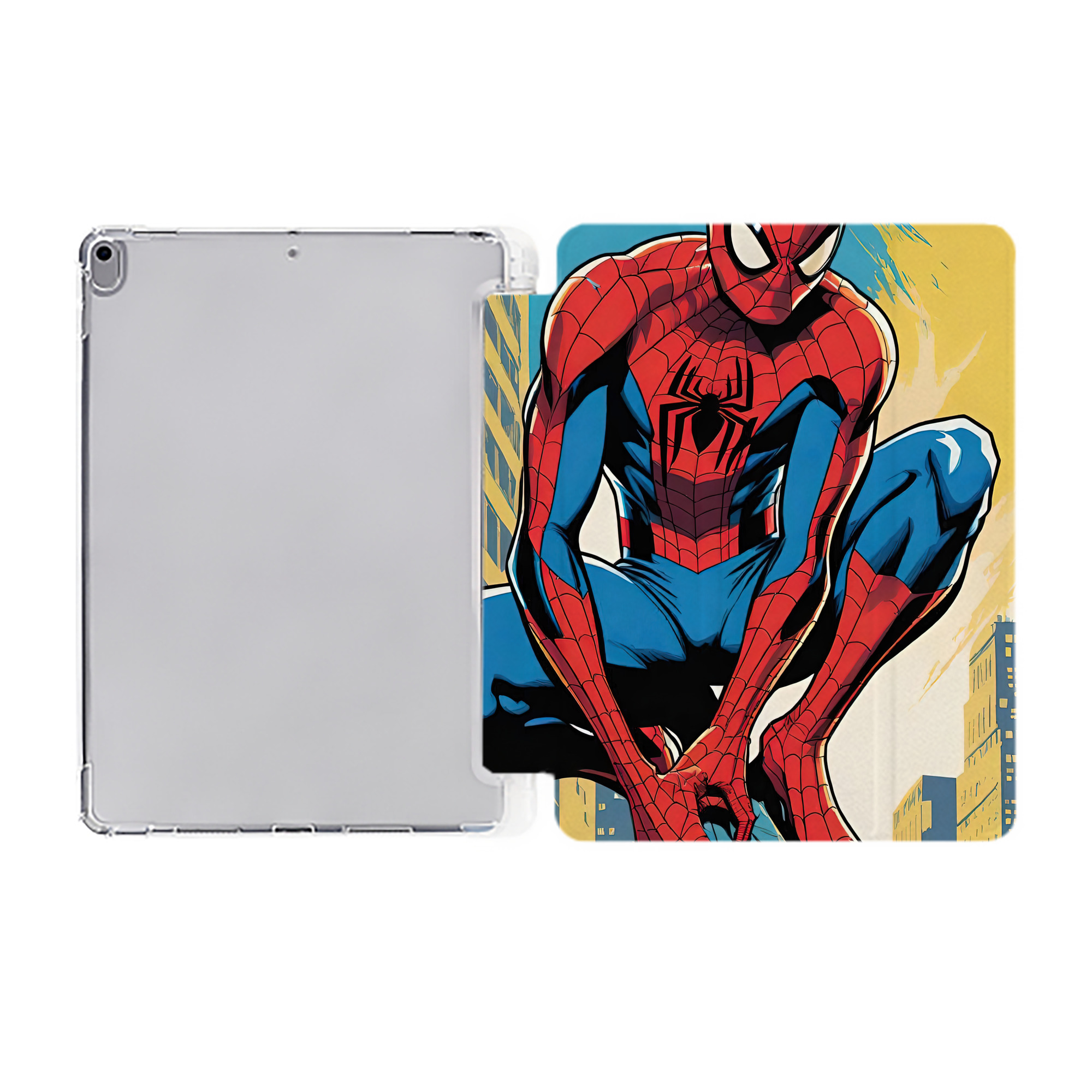 （画像用） Spider Man スパイダーマン IPad ケース ペン収納付き 三つ折りスタンド PUレザー×シリコン 対応機種9.5/10.5/10.9インチ